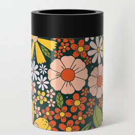 Flower Power Retro Style Hippy Flowers Can Cooler