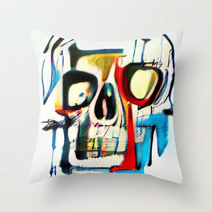 Urban Graffiti Style Street Art Skull Throw Pillow