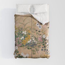 Ogata Korin Flowering Plants in Autumn Duvet Cover