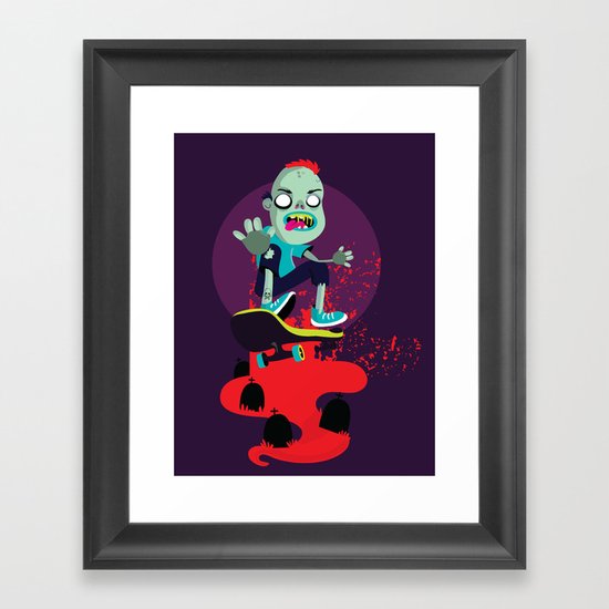 Skater zombie Framed Art Print