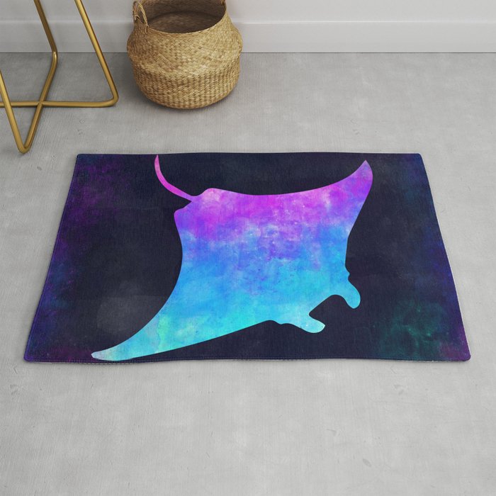 Manta Ray In Space Animal Graphic Art Watercolor Canvas