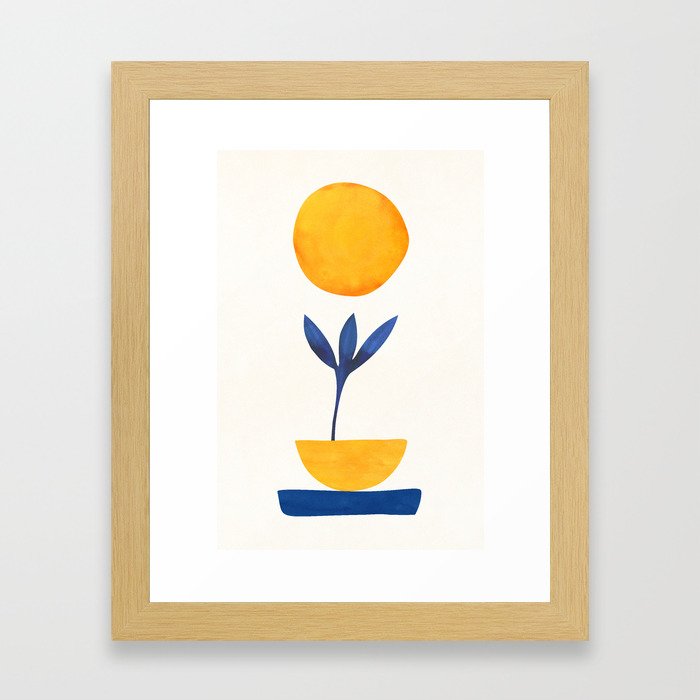 Sunny Sprout Modernist Abstract Botanic Framed Art Print