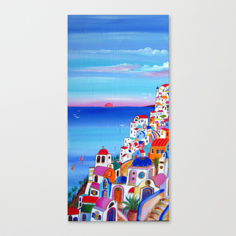 Santorini Village Fantasy Canvas Print By Robertogagliardi Society6