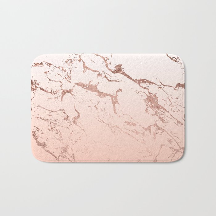 Pink blush white ombre gradient rose gold marble pattern Bath Mat
