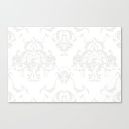 Pale Gray and White Damask Scroll Baroque Pattern Pairs 2022 Trending Color Swiss Meringue DEHW04 Canvas Print