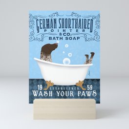 GSP german shorthaired pointer dog art bath bath tub clawfoot wash your paws bubble soap Mini Art Print