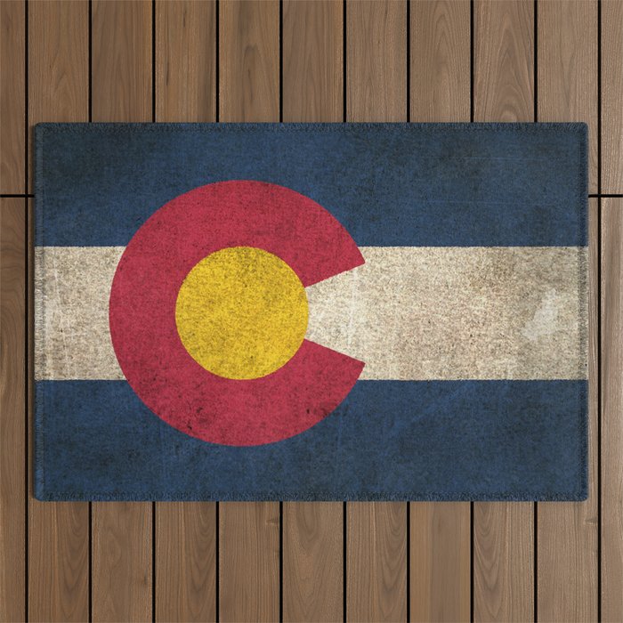 Old and Worn Distressed Vintage Flag of Colorado Outdoor Rug