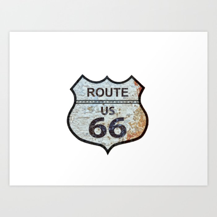 Route US 66 - Classic Vintage Retro American Highway Sign Art Print