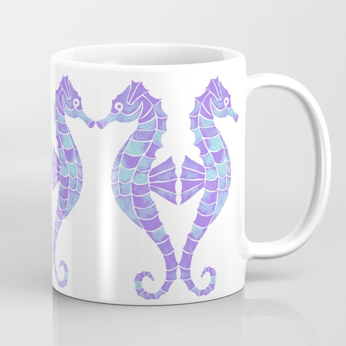 Watercolor Seahorses - Lavender and Teal Coffee Mug