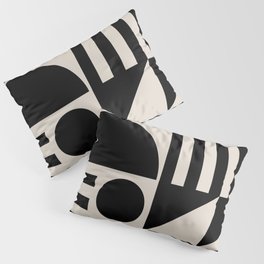 Mid Century Modern Geometric 936 Black and Linen White Pillow Sham