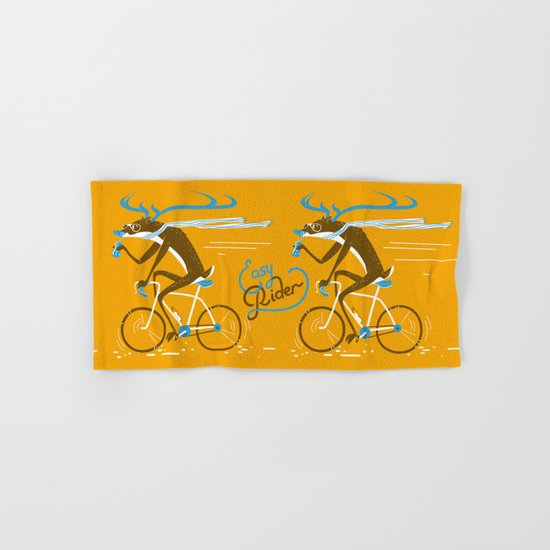 Easy Rider // (cycling hipster deer) Hand & Bath Towel