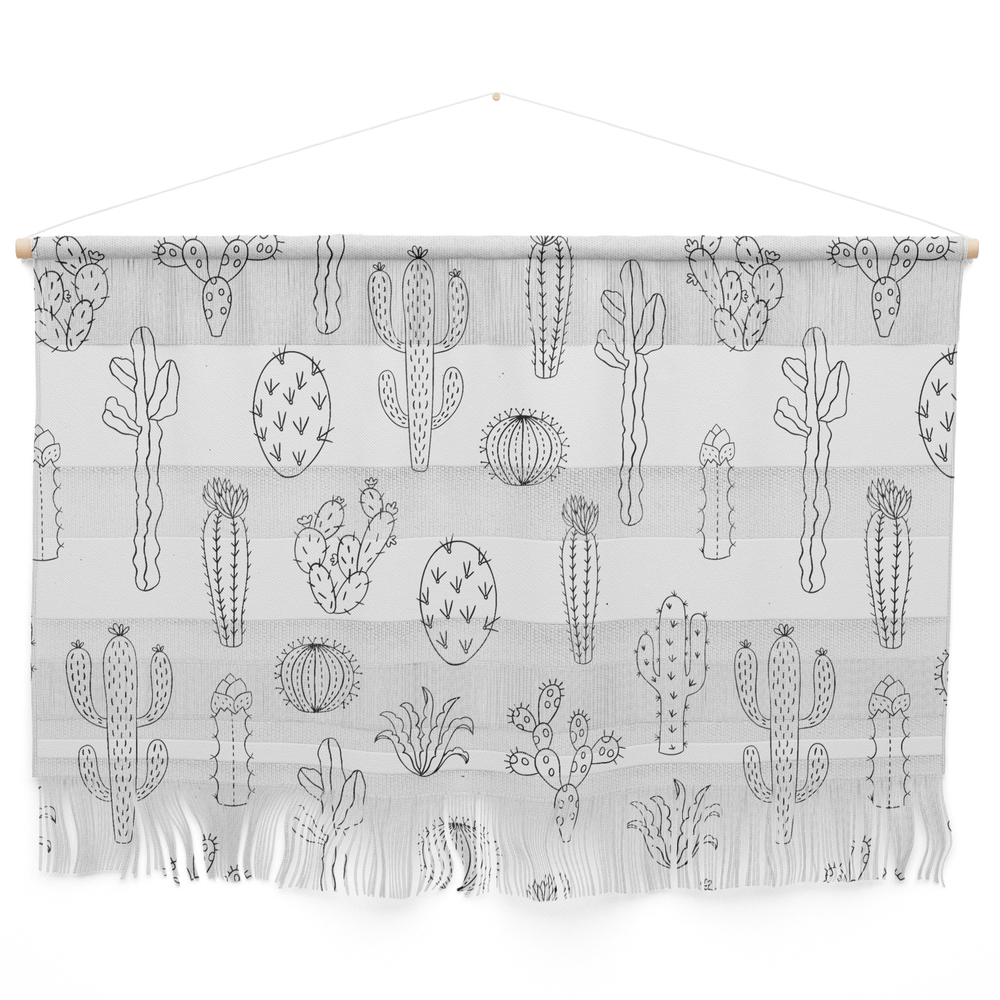 Cactus Silhouette Black Wall Hanging by lavieclaire