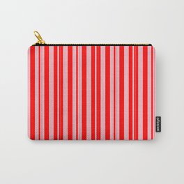 [ Thumbnail: Light Pink & Red Colored Lines Pattern Carry-All Pouch ]