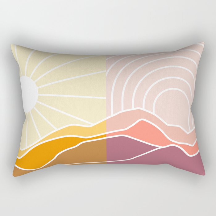 Boho Sun and Rainbow Rectangular Pillow