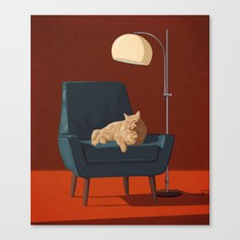 Cats on Chairs Deluxe Collection - Red Canvas Print