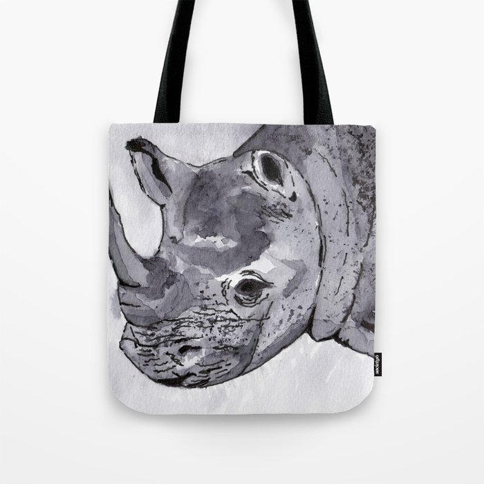 Rhino - Animal Series in Ink Tote Bag