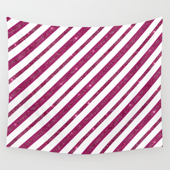 Glitters Diagonal Colorful Pink  Wall Tapestry