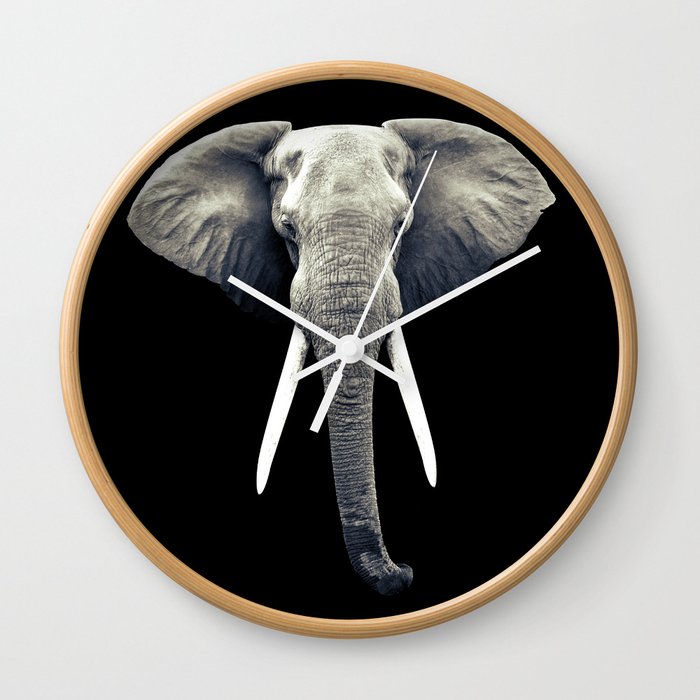 Elephant Portrait Wall Clock