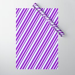 [ Thumbnail: Dark Violet and Light Cyan Colored Lines Pattern Wrapping Paper ]