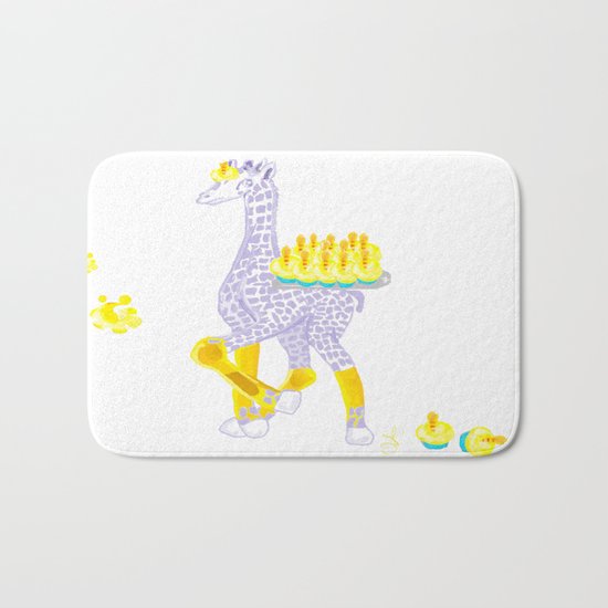 Birthdays are Coming - Midas is Ready - Christmas Lavender Giraffe Bath Mat