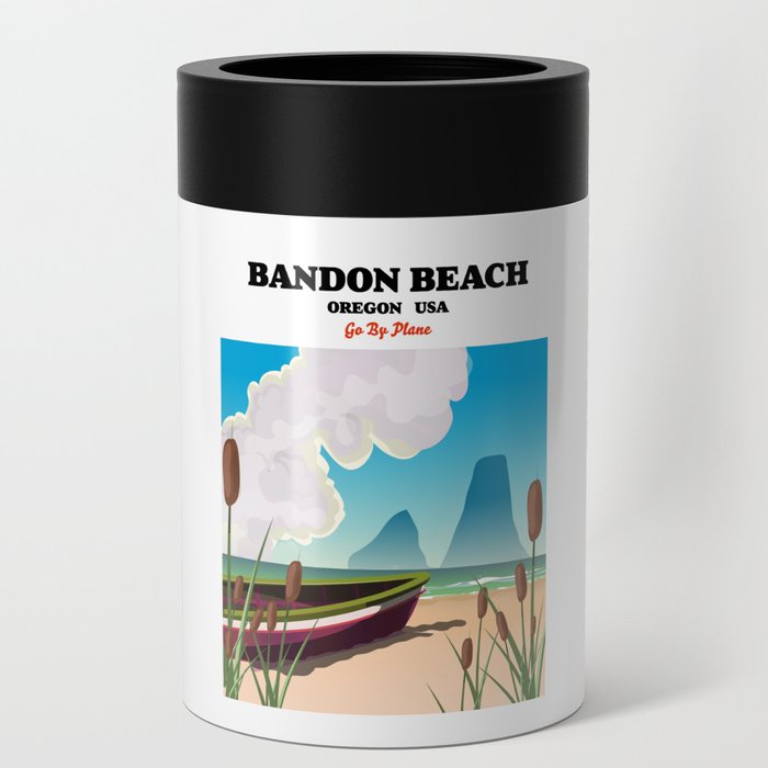 Bandon beach, oregon, USA seaside travel poster. Can Cooler