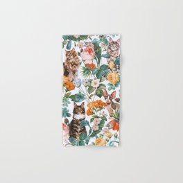 Cat and Floral Pattern III Hand & Bath Towel