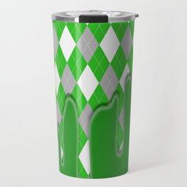 Green Silver Plaid Dripping Collection Travel Mug