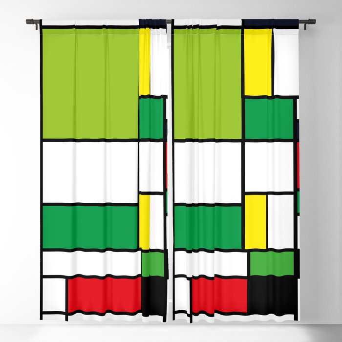 Bauhouse Mondrian Style Green Blackout Curtain