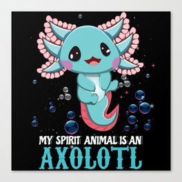 Animal Axolotl Spirit Cartoon Cute Kawaii Axolotl Canvas Print