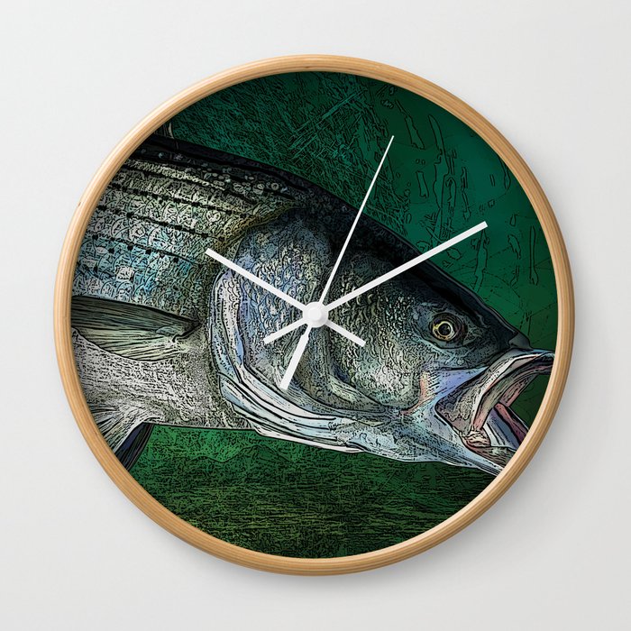Striped Bass Fishing Art Prints Wall Clock