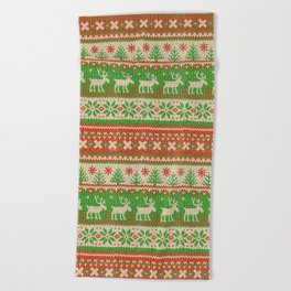 Ugly Christmas Sweater Digital Knit Pattern Beach Towel