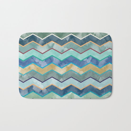 Watercolor Colorful Wave Bath Mat