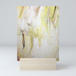 Golden Yellow Feather Water Marbling Mini Art Print