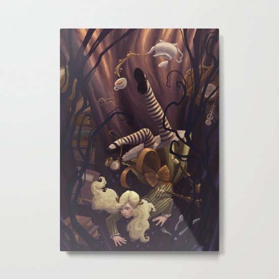 Alice Down the Rabbit Hole Metal Print