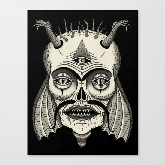 Three-Eyed Skull with Unibrow Canvas Print