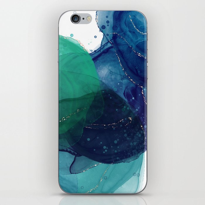 Blue and Green Circles - Alcohol Ink Art iPhone Skin