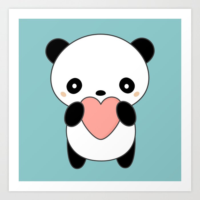 Kawaii Cute Panda and Elephant Art Print by Wordsberry