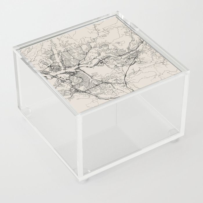 Santa Clarita USA - City Map - Black and White Aesthetic Acrylic Box
