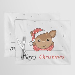 Merry Christmas Deer Snow Greeting Placemat