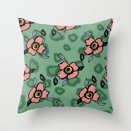 Green Garden Animal Print Throw Pillow