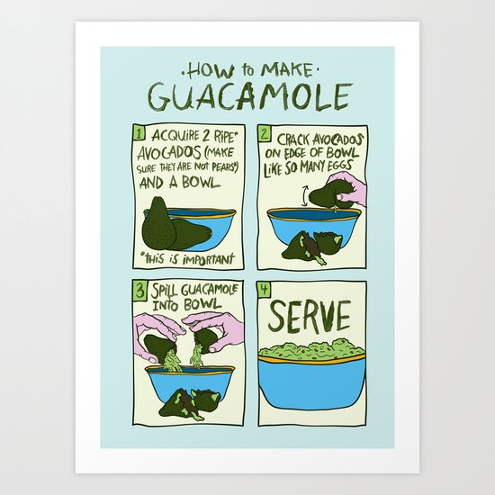 HOW TO MAKE GUACAMOLE Art Print