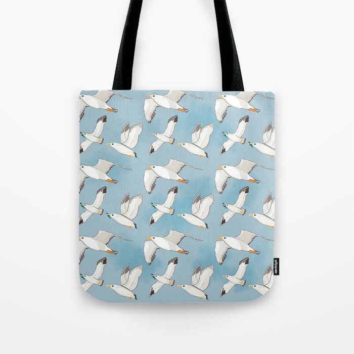 Seagulls Flying Pattern Tote Bag by SilviaNeto | Society6