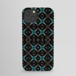 Crisscrossed Turquoise Stars Symmetrical Geometric Pattern iPhone Case