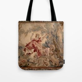 Antique 19th Century French Aubusson Rococo Romantic Lovers Tapestry Tote Bag