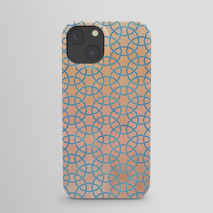 Pink blue geometric pattern iPhone Case