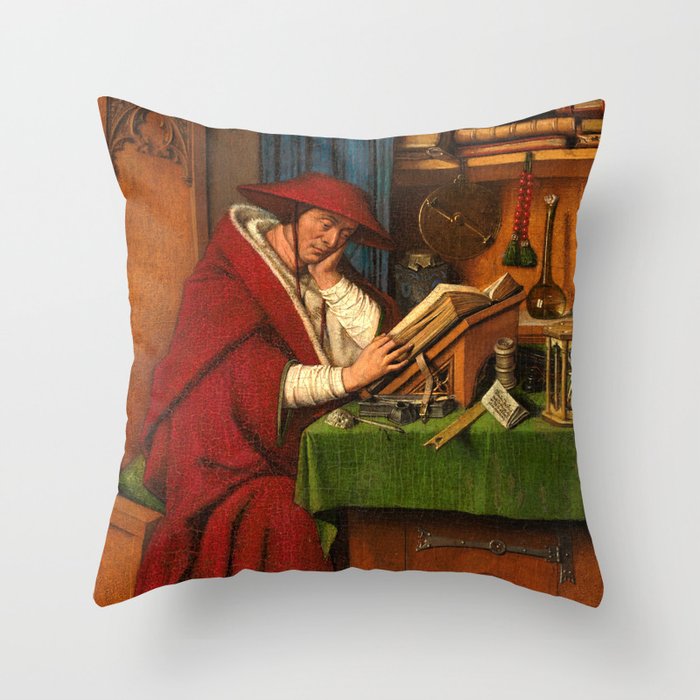 Saint Jerome in His Study, 1435 by Jan van Eyck Throw Pillow