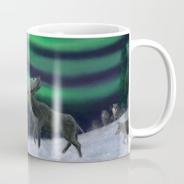 Northern Lights Moose Hunt Coffee Mug
