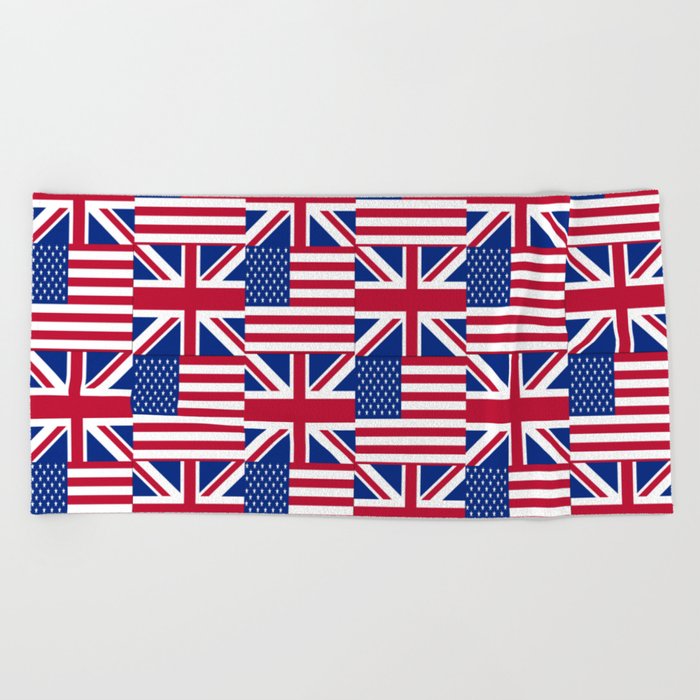 Mix of flag : Usa and uk Beach Towel