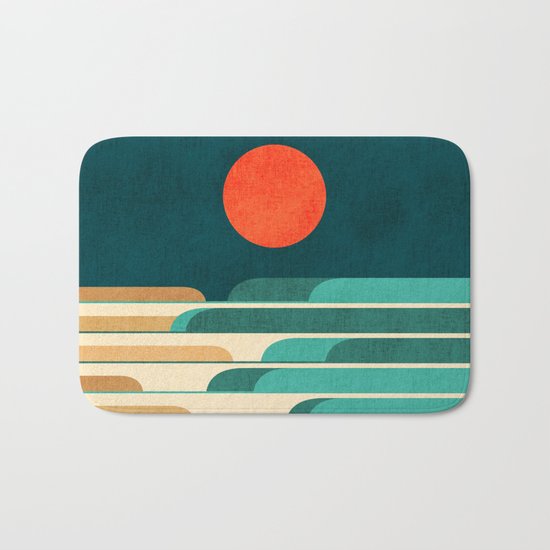 Chasing wave under the red moon Bath Mat