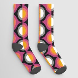 Retro Geometric Teardrop Pattern - Optimism and Pessimism - Sunset Colors Socks